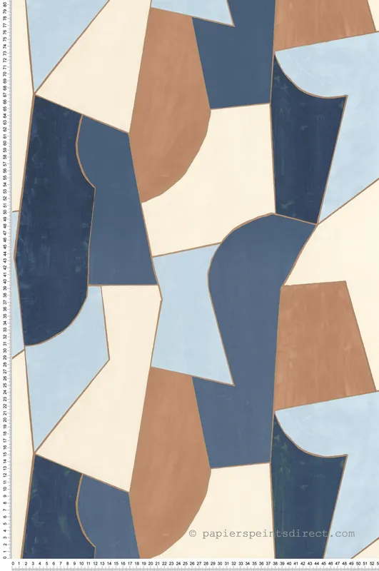 Authentique Papier peint Graphique Etoffe bleu camel doré - XXL de Casélio Réf. XXL104516022