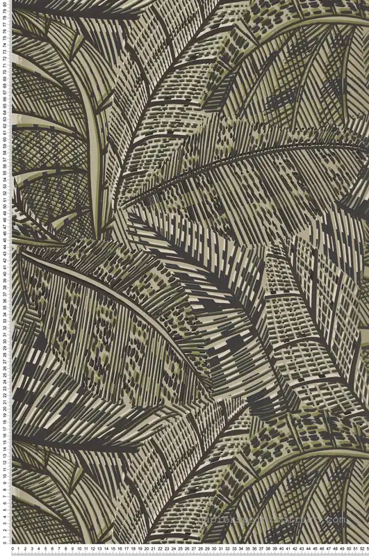 Prix Bas Papier peint Feuille Graphique vert kaki - Picto de Lutèce Réf. LTC-PIC313