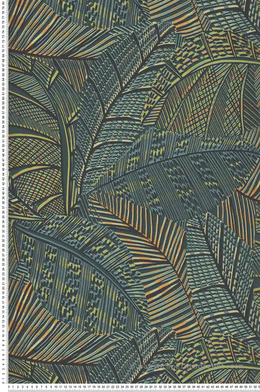 Papier peint Feuille Graphique vert bleu - Picto de Lutèce Réf. LTC-PIC311 Offre Du Jour