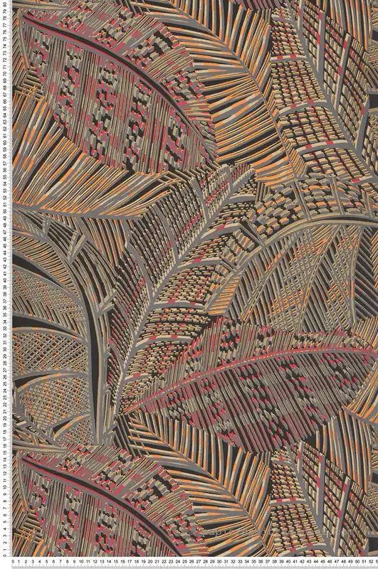 Solde Papier peint Feuille Graphique noir orange - Picto de Lutèce Réf. LTC-PIC310
