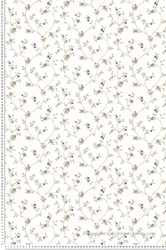 Papier peint Fruit Fleur Liberty jaune noir vert - My Little Cottage de Montecolino Réf. MC-M12333 Nouvelle Collection
