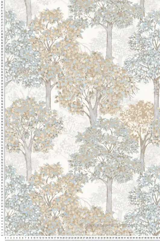 Promotion Papier peint Arbre Forêt beige gris bleu - My Little Cottage de Montecolino Réf. MC-M12323