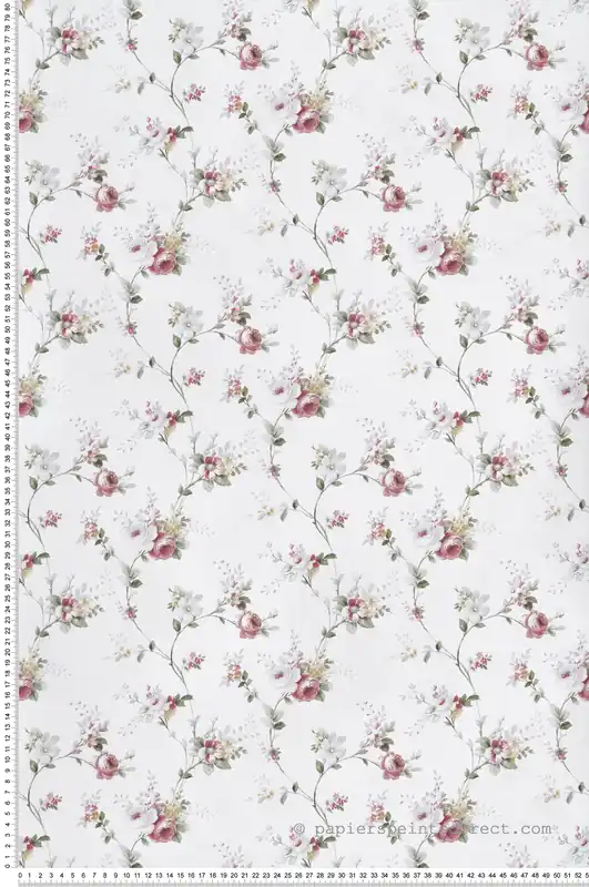 Papier peint Rose Fleur vert bleu rose - My Little Cottage de Montecolino Réf. MC-M12316 Acheter En Ligne