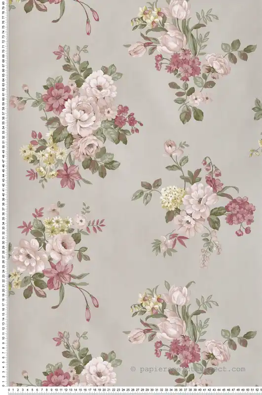 Prix Cassé Papier peint Bouquet de Fleur rose taupe - My Little Cottage de Montecolino Réf. MC-M12302