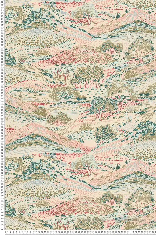 Commande En Gros Papier peint Colline Pois rouge beige vert - Séjours & Chambres de Lutèce Réf. LTC-51224407