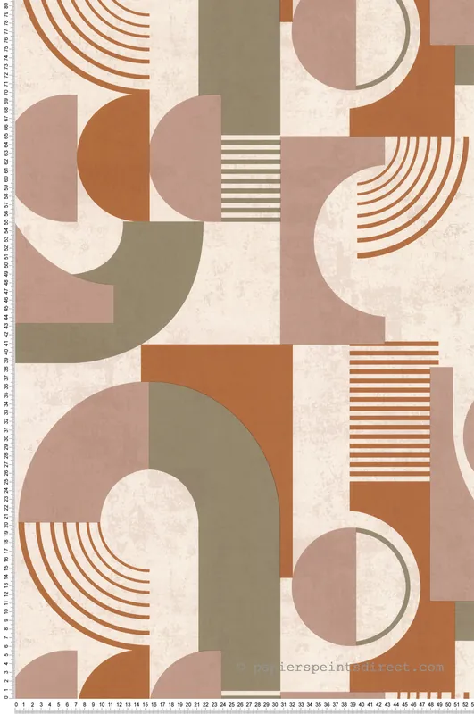 Dernier Modèle Papier peint Vintage 70‘S rose terracotta kaki - Séjours & Chambres de Lutèce Réf. LTC-51222403