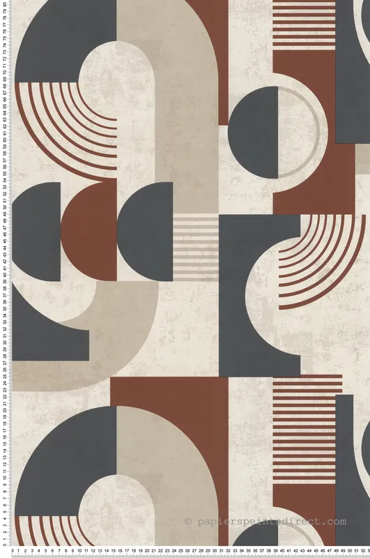 Papier peint Vintage 70‘S gris bordeaux - Séjours & Chambres de Lutèce Réf. LTC-51222401 Top Vente