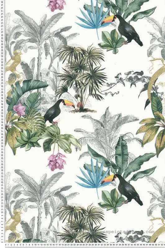 Papier peint Palmier Toucan multicolore - Séjours & Chambres de Lutèce Réf. LTC-133294704 Haute Qualité