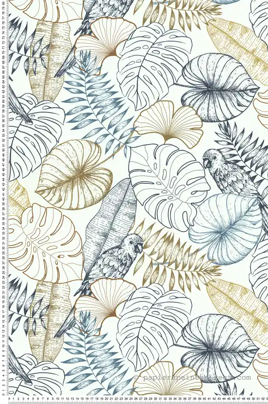 Papier peint Perroquet Graphique bleu marron - Séjours & Chambres de Lutèce Réf. LTC-133293401 Must-Have