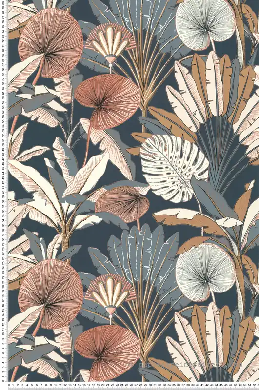 Nouvel Arrivage Papier peint Feuille Nénuphar Bananier bleu rose camel - Séjours & Chambres de Lutèce Réf. LTC-11221001