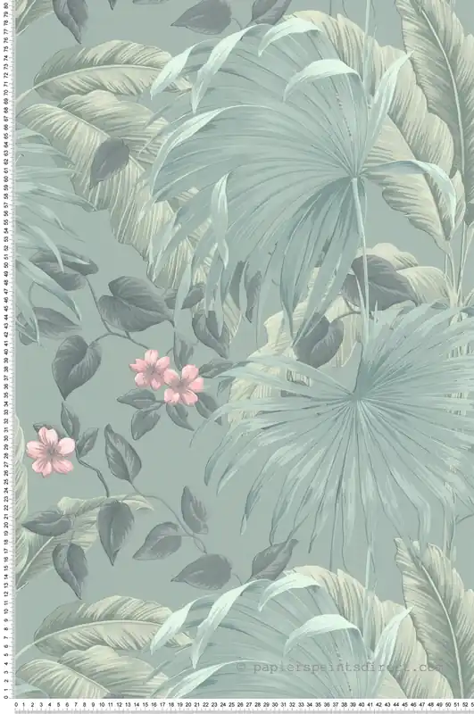 Populaire Papier peint Tropical Palme vert céladon - Séjours & Chambres de Lutèce Réf. LTC-11220804