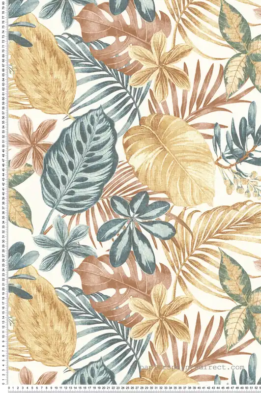 Papier peint Feuillage Exotique Toilé terra jaune bleu - Séjours & Chambres de Lutèce Réf. LTC-11220705 Retour Gratuit