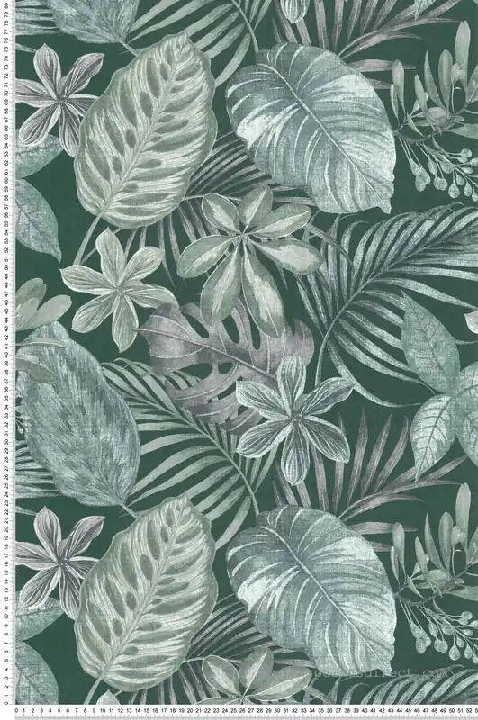 Papier peint Feuillage Exotique Toilé vert empire gris - Séjours & Chambres de Lutèce Réf. LTC-11220704 Dernière Chance