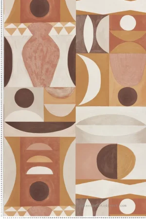 Papier peint Ethnique Graphique Auguste rose terracotta - Mouvements de Casamance Réf. CAS-76032548 Meilleure Vente