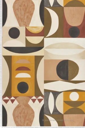 Papier peint Ethnique Graphique Auguste multicolore - Mouvements de Casamance Réf. CAS-76032446 Meilleure Vente