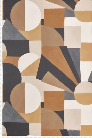Papier peint Soleil Graphique Sonia gris orange - Mouvements de Casamance Réf. CAS-76011018 Paiement Sécurisé