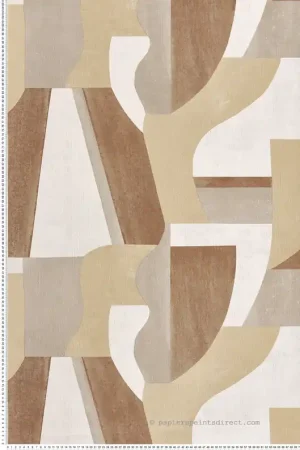 Top Vente Papier peint Graphique Gino beige marron - Mouvements de Casamance Réf. CAS-76002242