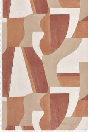 Prix Réduit Papier peint Graphique Gino rose terracotta - Mouvements de Casamance Réf. CAS-76001936