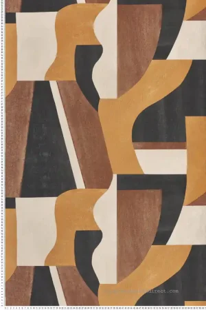 Expédition Rapide Papier peint Graphique Gino marron noir orange - Mouvements de Casamance Réf. CAS-76001222
