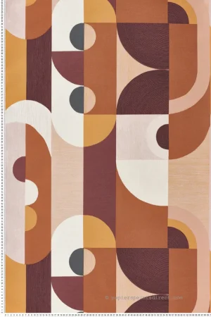 Nouveauté Papier peint Géométrique Cercle Vassily rose pourpre - Mouvements de Casamance Réf. CAS-75990406