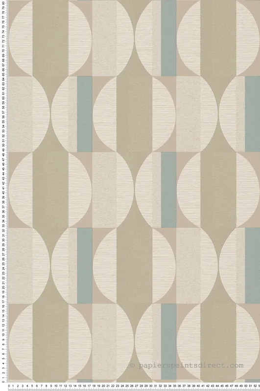 Papier peint Géométrique Vintage beige bleu - Santal de Montecolino Réf. MC-CU3112 Retour Gratuit