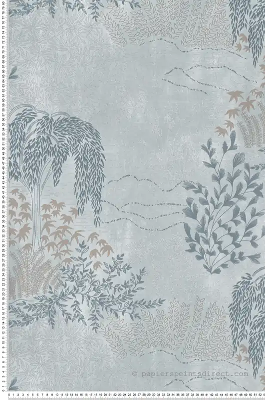 Vente Directe Papier peint Jardin Japonais vert opaline taupe argenté - Cuisines & Bains de Lutèce Réf. LTC-51231711