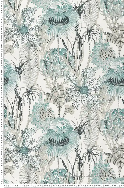 Quantité Limitée Papier peint Fonds Marins bleu canard beige - Cuisines & Bains de Lutèce Réf. LTC-51231504