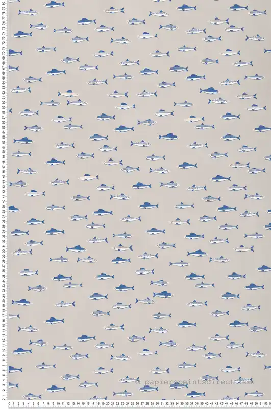 Papier peint Poisson Sardine bleu foncé beige - Cuisines & Bains de Lutèce Réf. LTC-51231207 Promotion