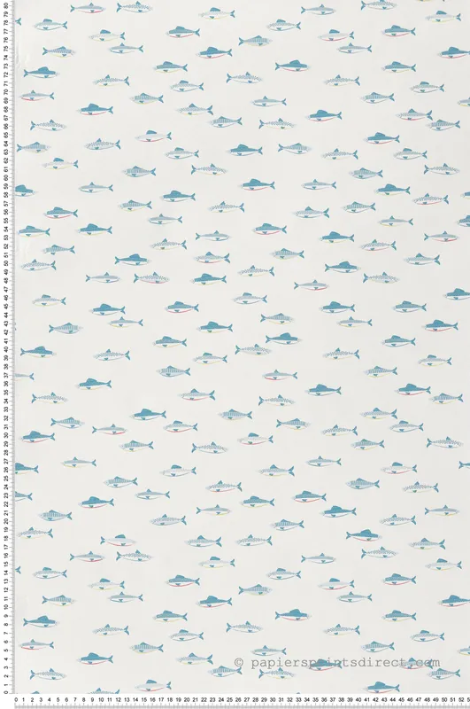 Papier peint Poisson Sardine bleu blanc - Cuisines & Bains de Lutèce Réf. LTC-51231201 Remise