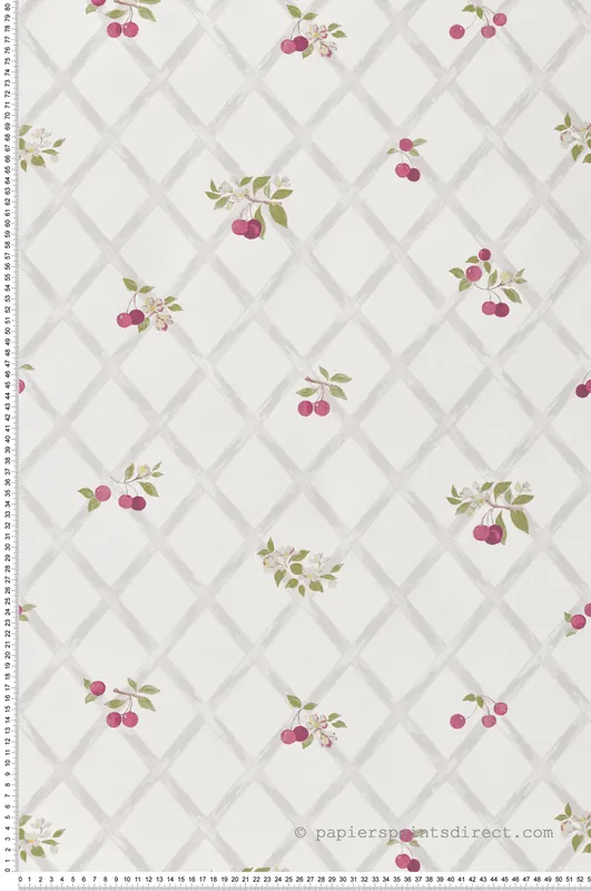 Papier peint Treillis de Cerises violet gris - Cuisines & Bains de Lutèce Réf. LTC-51230809 Dernière Chance