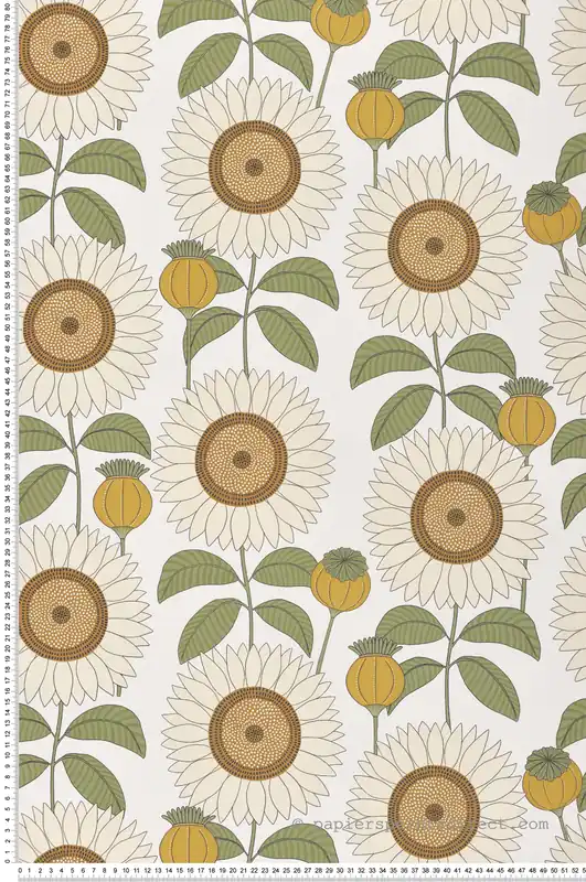Meilleure Vente Papier peint Fleur Tournesol beige vert - Cuisines & Bains de Lutèce Réf. LTC-51230507