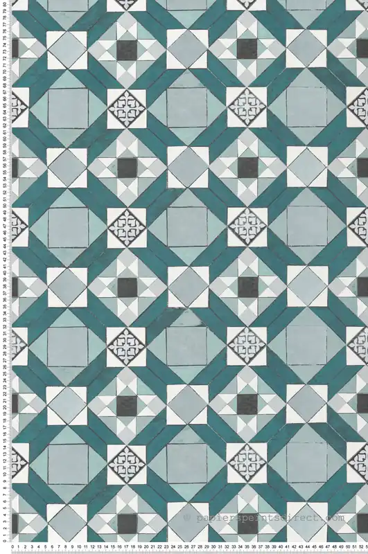 Seulement Aujourd'hui Papier peint Faïence Cabochon bleu paon - Cuisines & Bains de Lutèce Réf. LTC-51230304