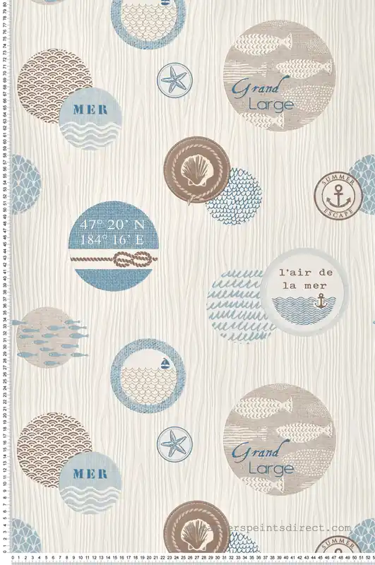 Papier peint Marin Bulles bleu marron - Cuisines & Bains de Lutèce Réf. LTC-135186301 Commander Maintenant