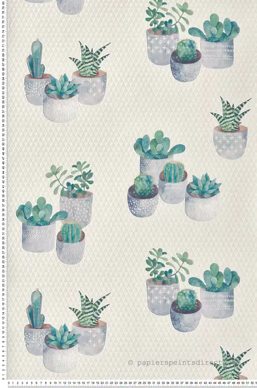 Papier peint Cactus Triangles vert beige - Cuisines & Bains de Lutèce Réf. LTC-135186104 Soldes