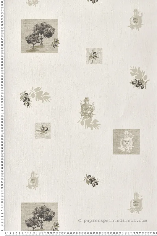 Top Vente Papier peint Cuisine Olives Noires beige noir - Cuisines & Bains de Lutèce Réf. LTC-135186009