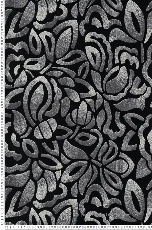 Usine Directe Papier peint Feuillage Graphique Velours Flock noir gris - Ornata de Montecolino Réf. MC-81338