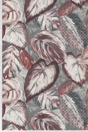 Prix Réduit Papier peint Feuille Billes de Verre bleu paon bordeaux - Ornata de Montecolino Réf. MC-81348