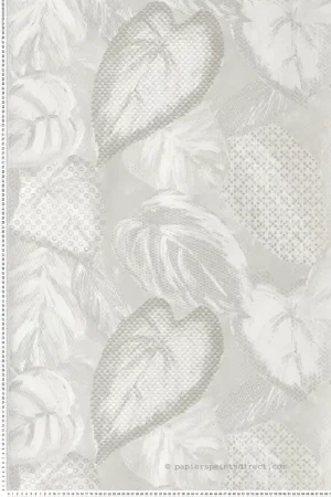 Prix Promo Papier peint Feuille Billes de Verre beige lin - Ornata de Montecolino Réf. MC-81347