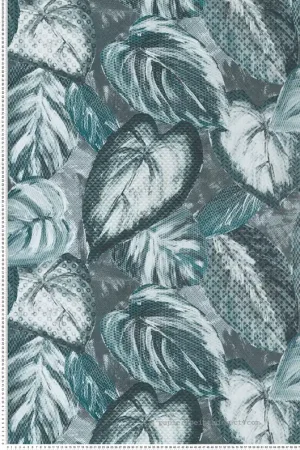 Papier peint Feuille Billes de Verre bleu canard - Ornata de Montecolino Réf. MC-81345 Affaire À Saisir