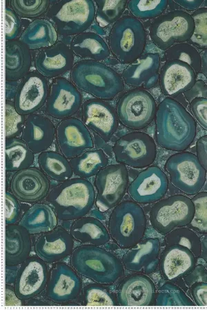 Papier peint Pierre Précieuse Billes de Verre bleu paon vert - Ornata de Montecolino Réf. MC-51218 Seulement Aujourd'hui