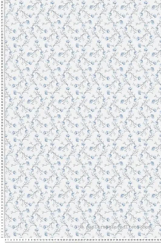 Papier peint Ramage Mini Pivoine bleu porcelaine - Romance de Lutèce Réf. LTC-19052 Meilleur Choix