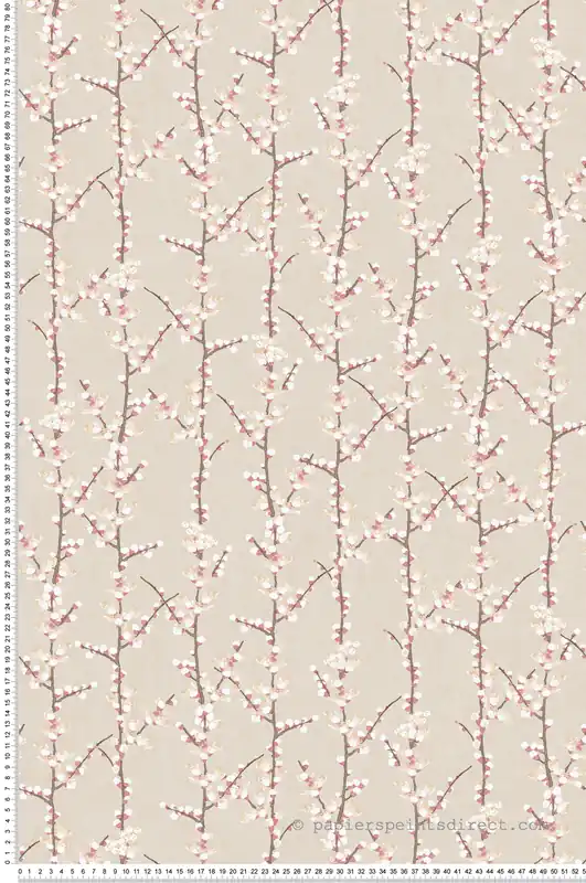 Papier peint Fleur Sakura Rectiligne beige rose - Romance de Lutèce Réf. LTC-19043 Réduction