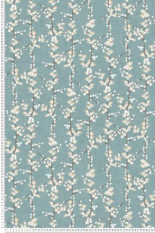 Papier peint Fleur Sakura Rectiligne bleu - Romance de Lutèce Réf. LTC-19041 Bon Plan