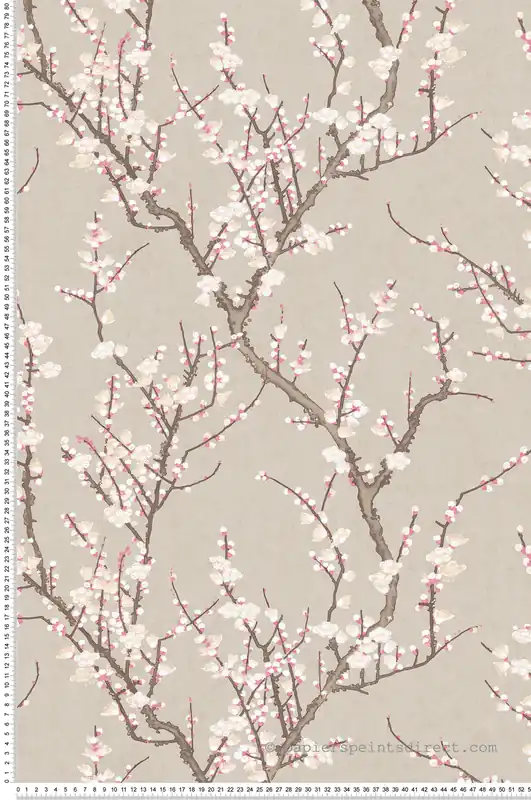 Papier peint Sakura Fleuri beige rose - Romance de Lutèce Réf. LTC-19033 Prix Réduit