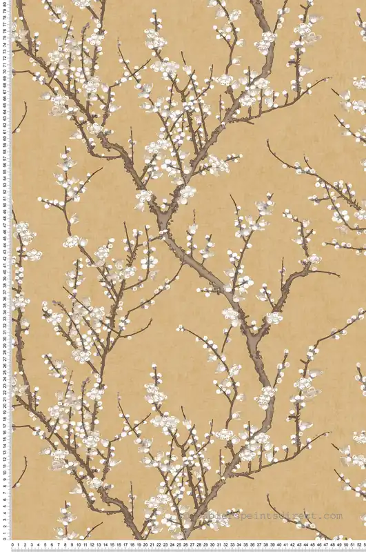 Papier peint Sakura Fleuri ocre - Romance de Lutèce Réf. LTC-19032 Acheter En Ligne