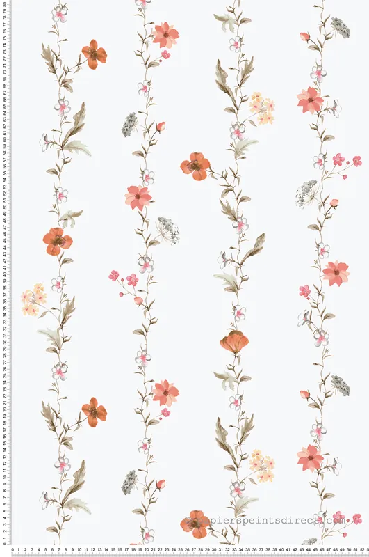 Papier peint Farandole de Fleurs des Prés rouge - Romance de Lutèce Réf. LTC-19023 Soldes