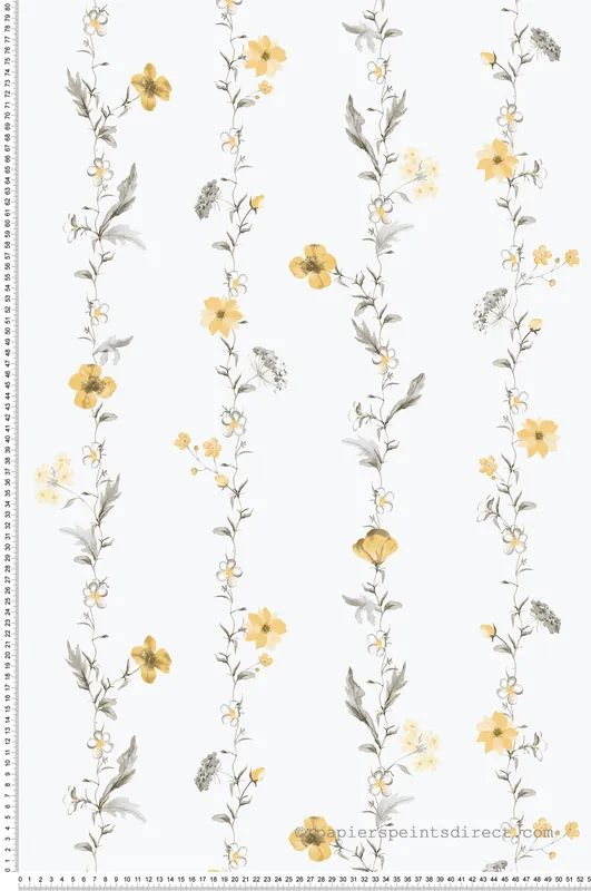 Papier peint Farandole de Fleurs des Prés jaune - Romance de Lutèce Réf. LTC-19022 Meilleure Vente