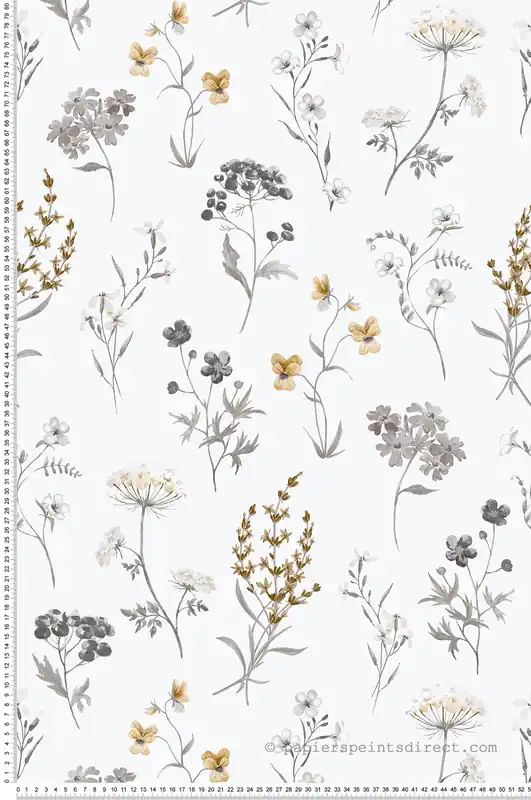 Papier peint Fleurs des Prés gris beige - Romance de Lutèce Réf. LTC-19012 Commander Vite