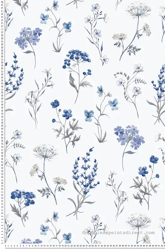 Papier peint Fleurs des Prés bleu marine - Romance de Lutèce Réf. LTC-19011 Vente Directe
