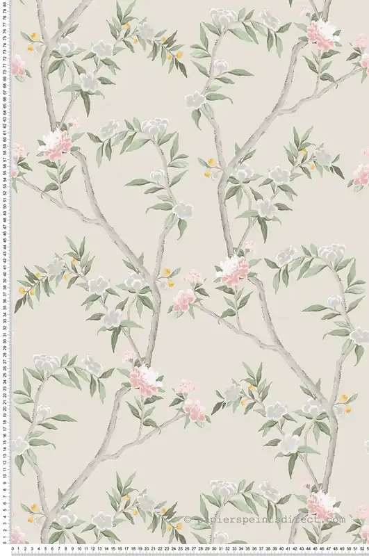 Papier peint Fleurs Rosier Sauvage beige - Romance de Lutèce Réf. LTC-19005 Acheter En Ligne